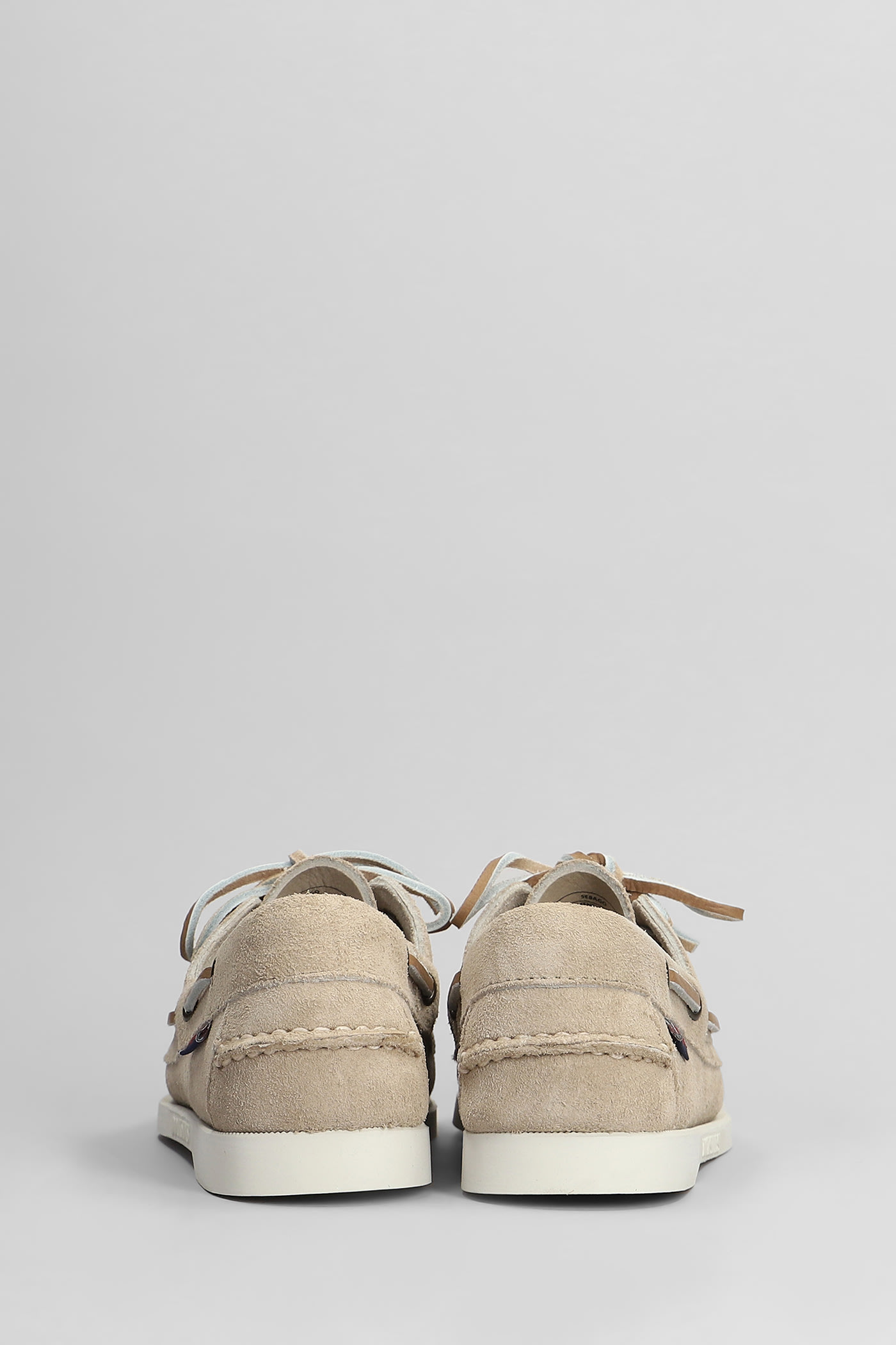 Sebago 'portland Dockside' Beige Loafers With Decorative Laces On The Sides And Contrasting Stitching