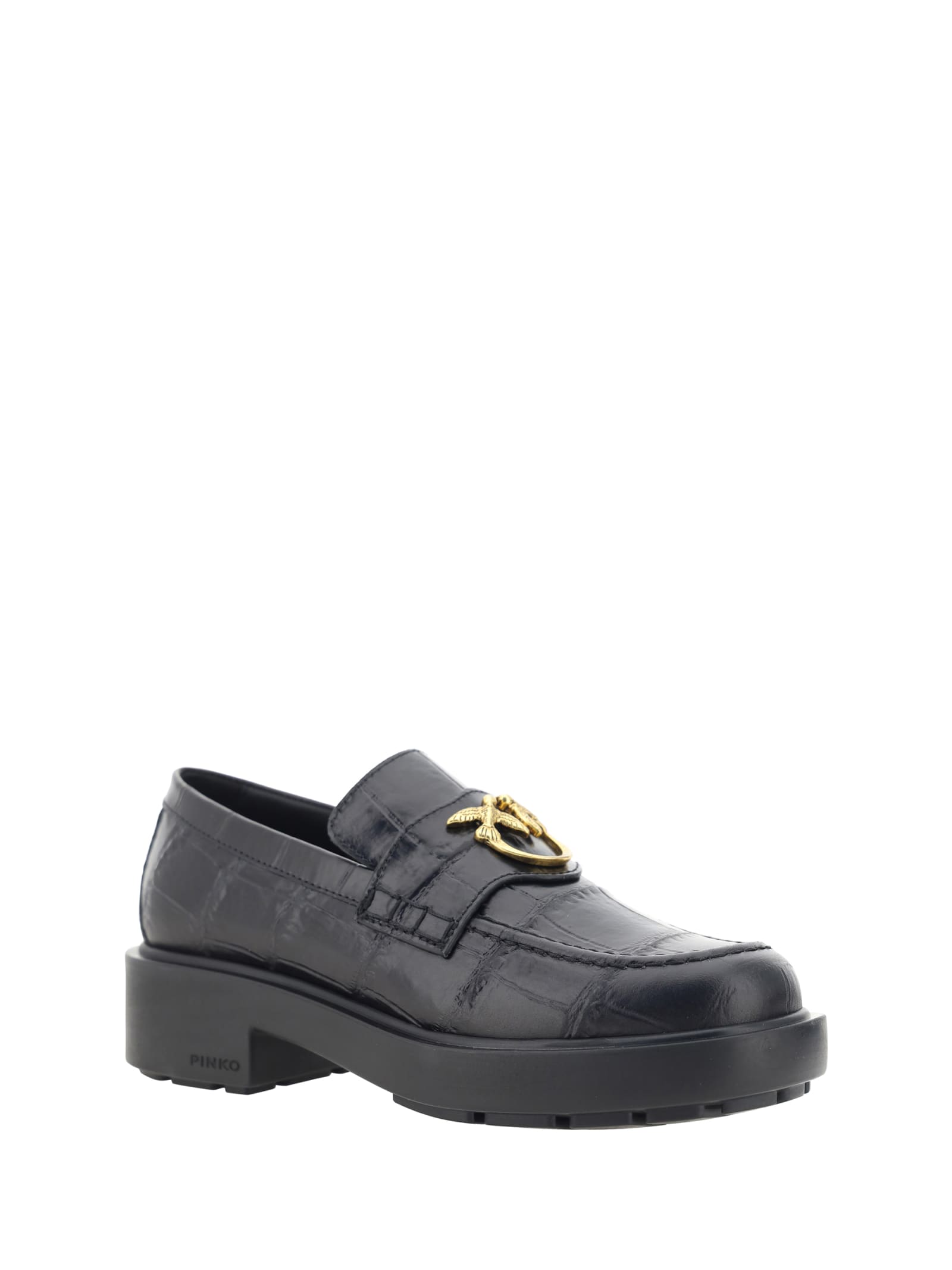 Shop Pinko Tina Loafers In Black