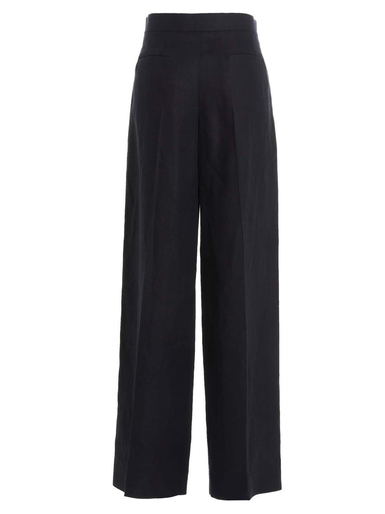 Shop Chloé Linen Pants With Front Pleats In Blue