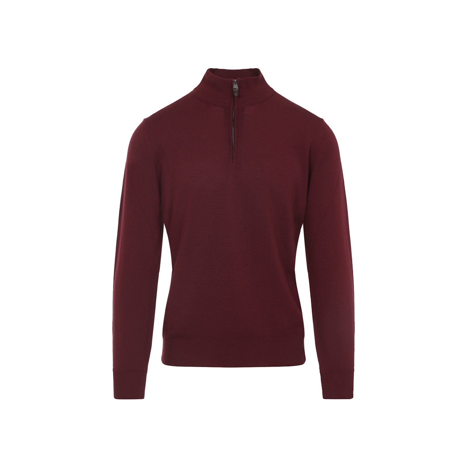 Canali Half Zip High Neck Sweater In Burgundy