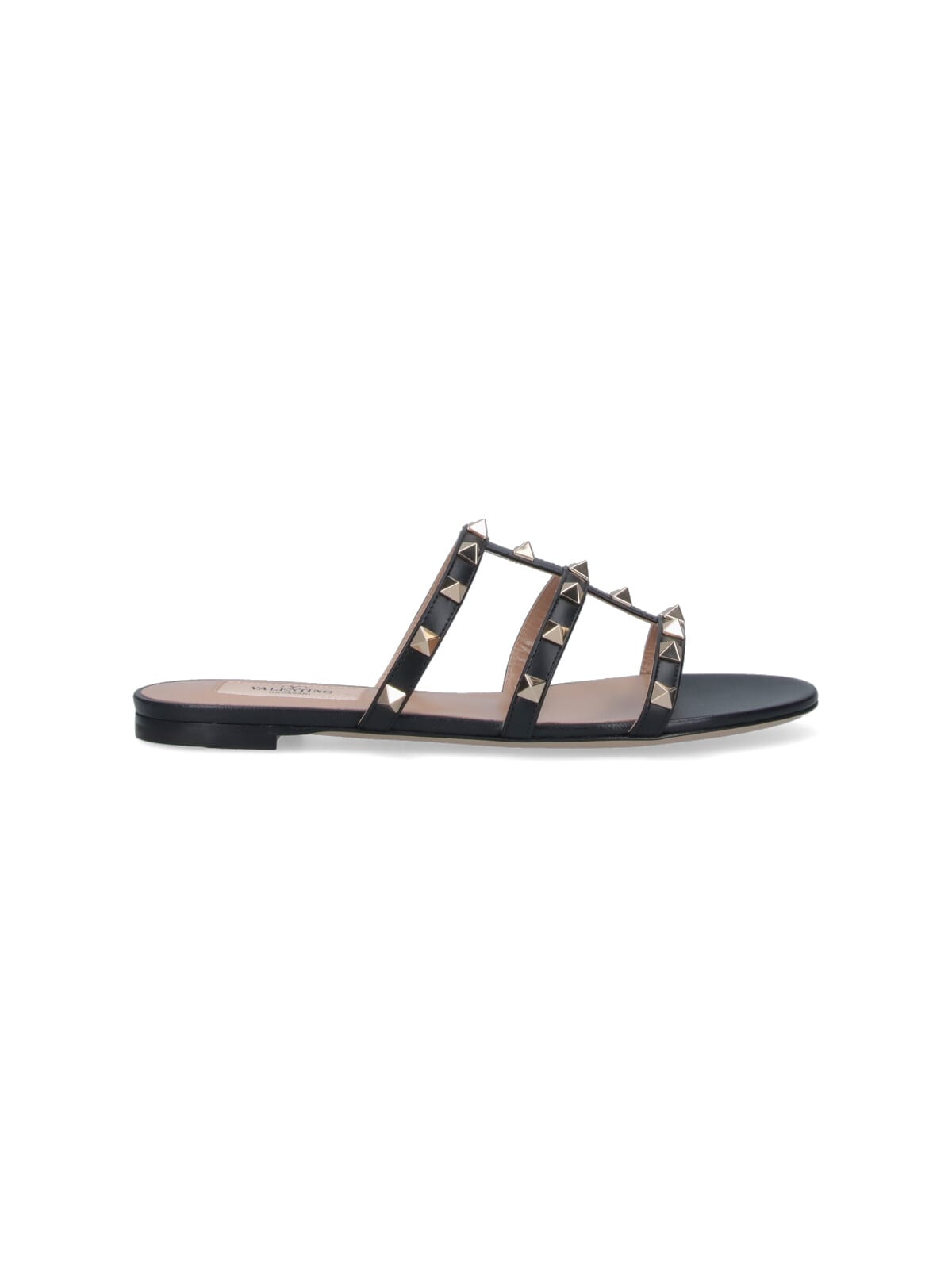 Valentino Rockstud Caged Leather Sandal In Black
