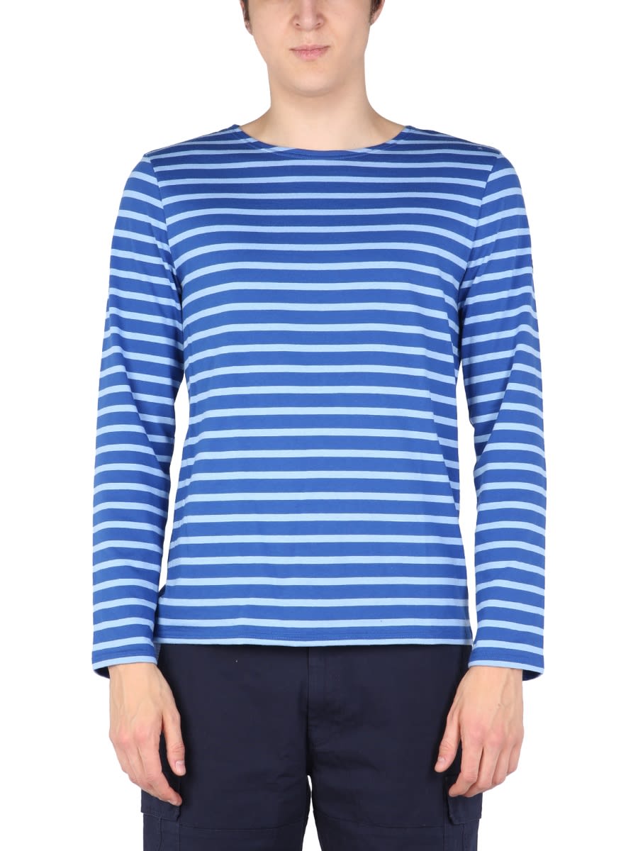 Shop Saint James T-shirt With Striped Pattern In Blue