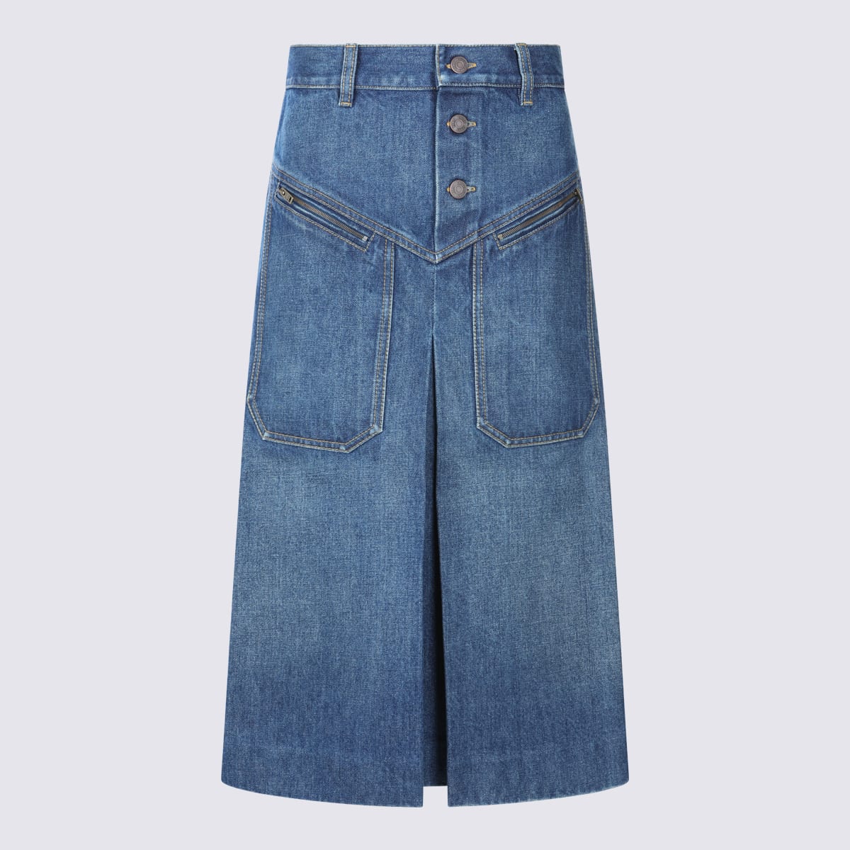 Chloé Blue Cotton Midi Skirt In Blue