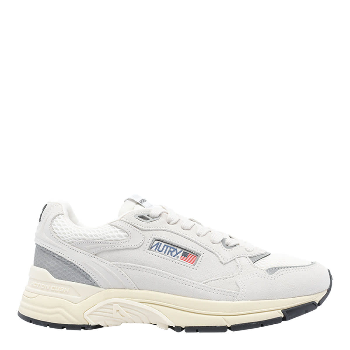 Autry White And Silver Leather Hyperway Sneakers In Gray
