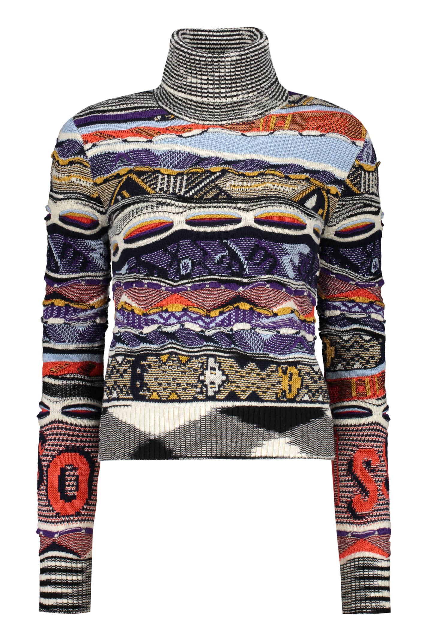 Missoni Wool Blend Turtleneck Sweater In Multicolor