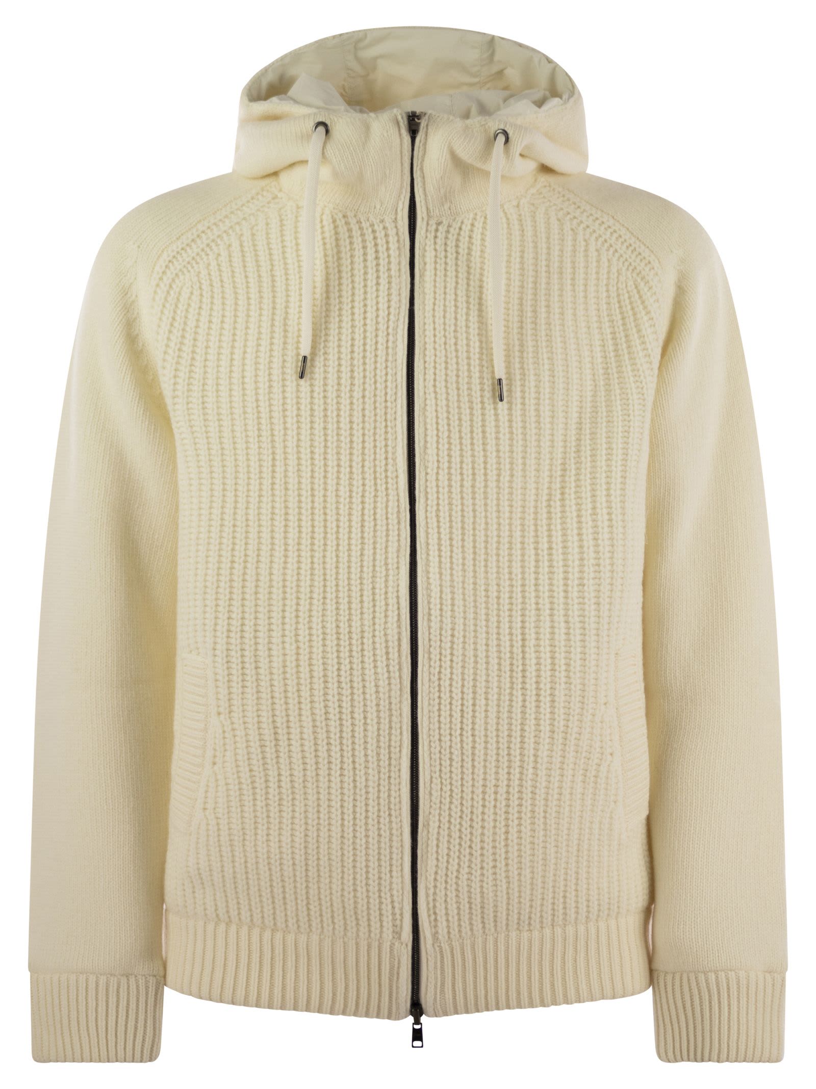 Shop Herno Reversible Padded Wool Bomber Jacket In White