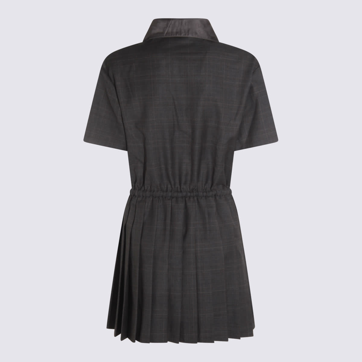 Miu Miu Grey Wool Dress In Black