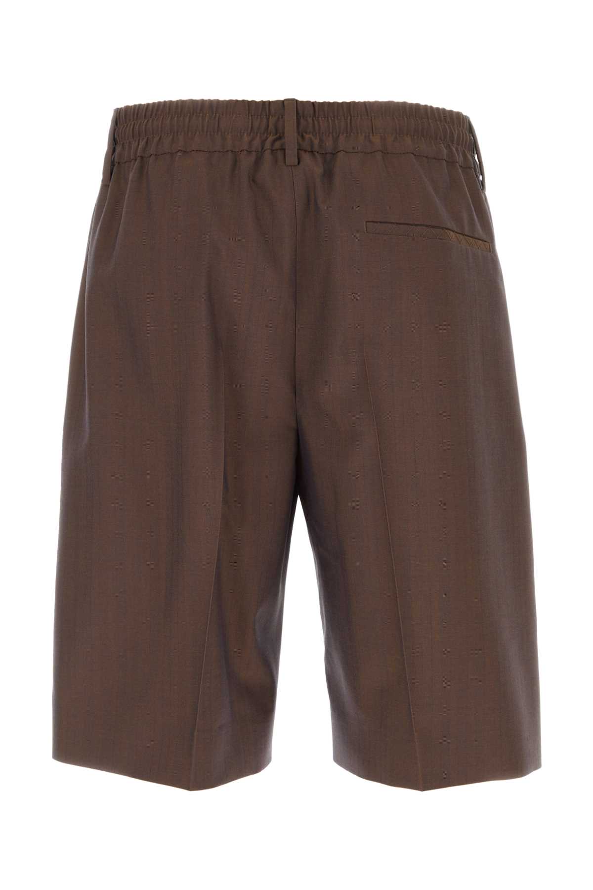 Shop Burberry Brown Wool Bermuda Shorts In Barrel