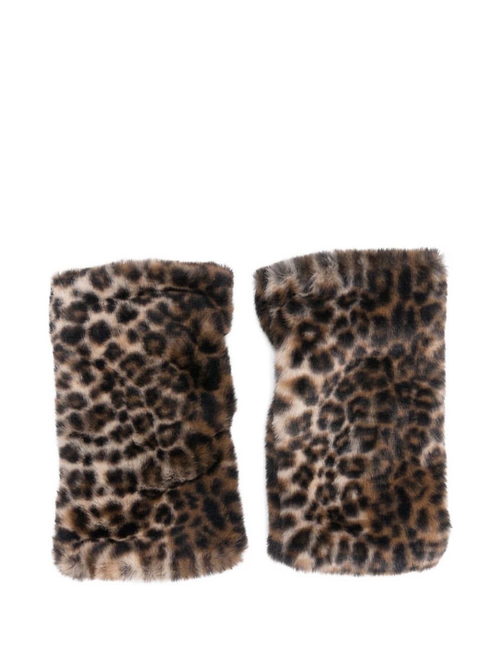 Alpo Brown Leopard Print Fingerless Gloves In Multi