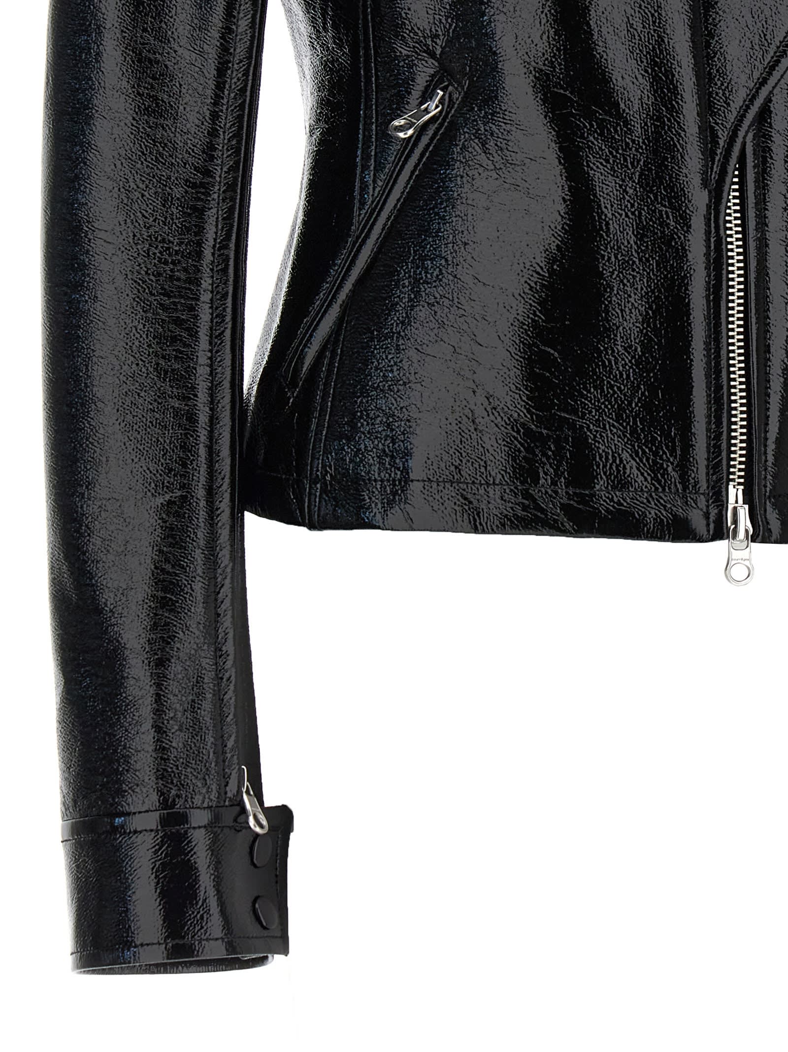 Shop Courrèges Motorcycle Vinyl Jacket In Black