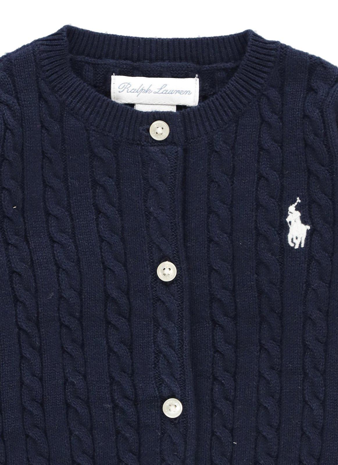 Polo Ralph Lauren Logo Embroidered Long-sleeved Cardigan In Blue