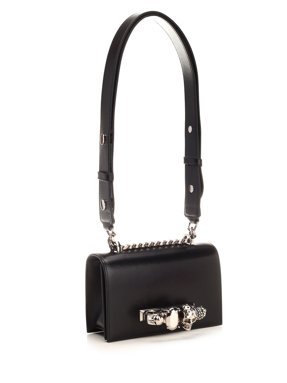 Shop Alexander Mcqueen Jewelled Satchel Mini Bag In Black