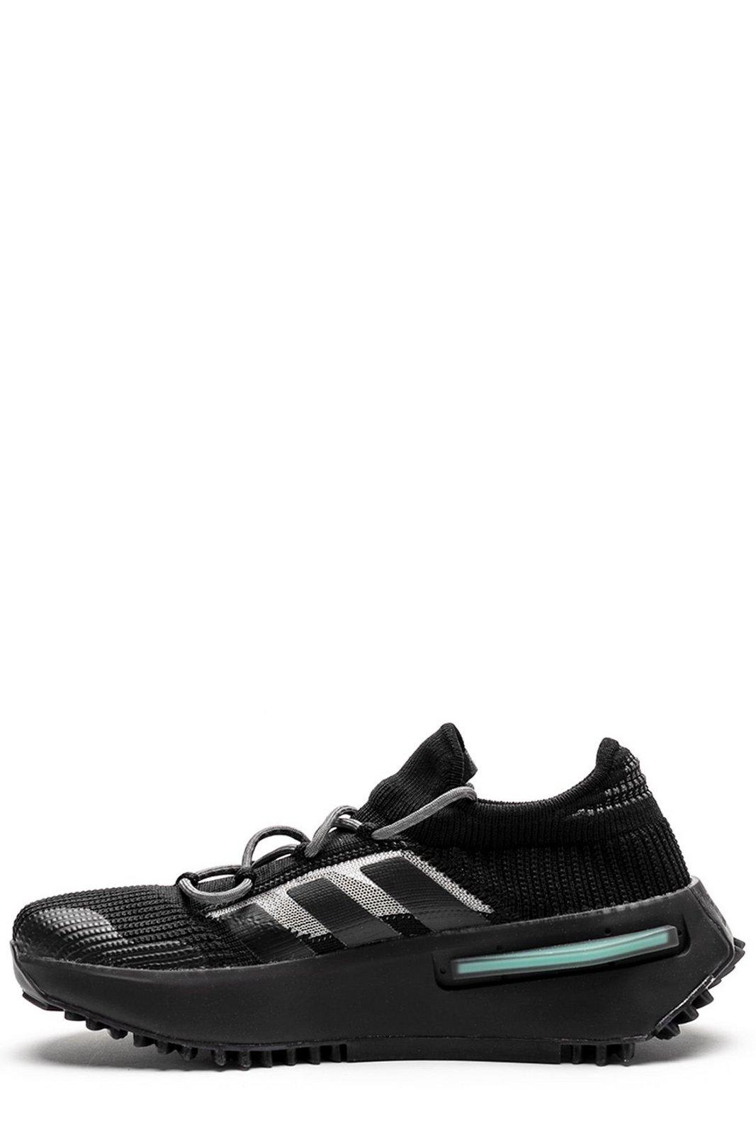 Shop Adidas Originals Side Stripe Detailed Lace-up Sneakers In Cblack/cblack/altblu