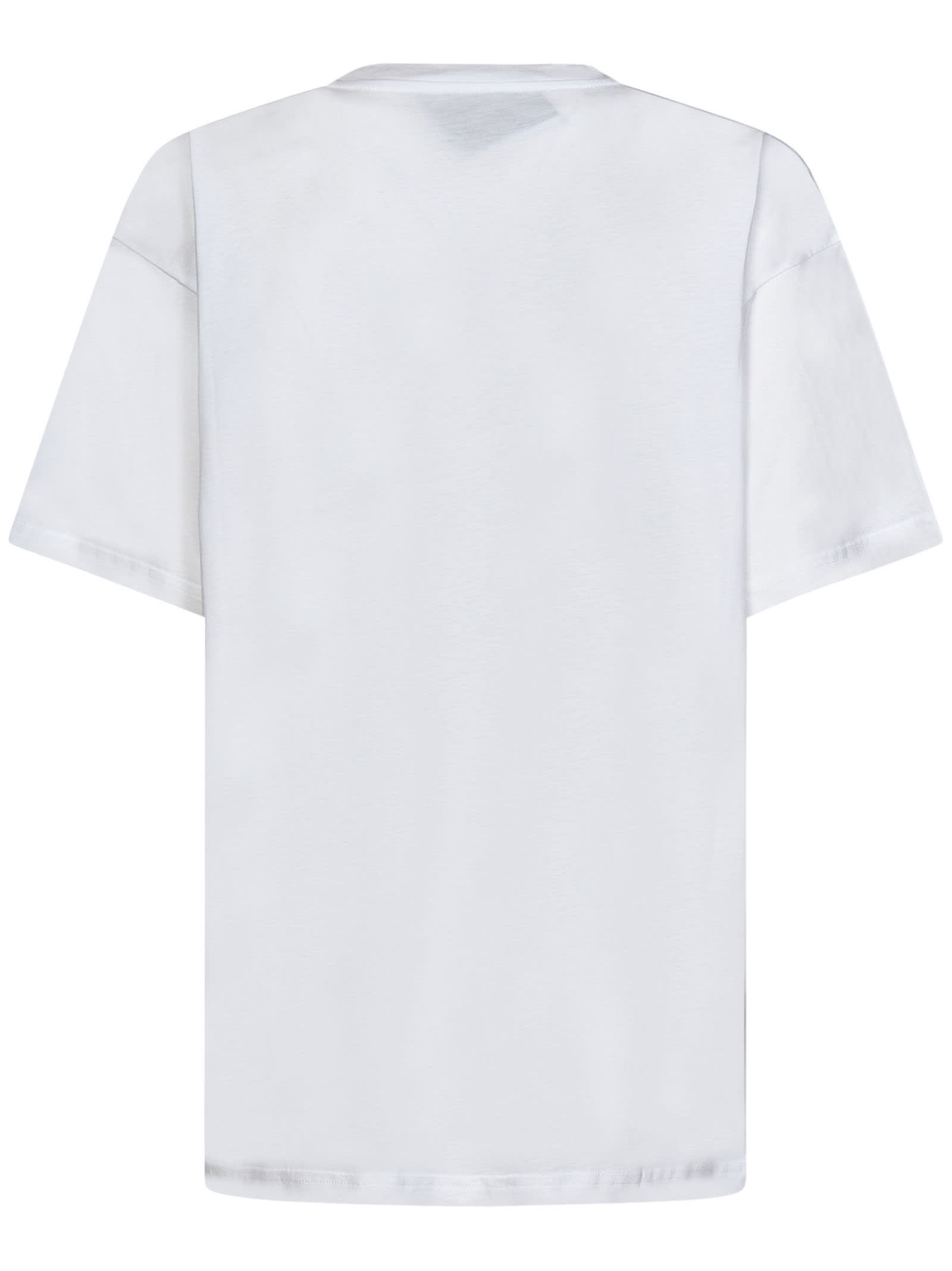 Shop Moschino Stitching Logo T-shirt In Bianco