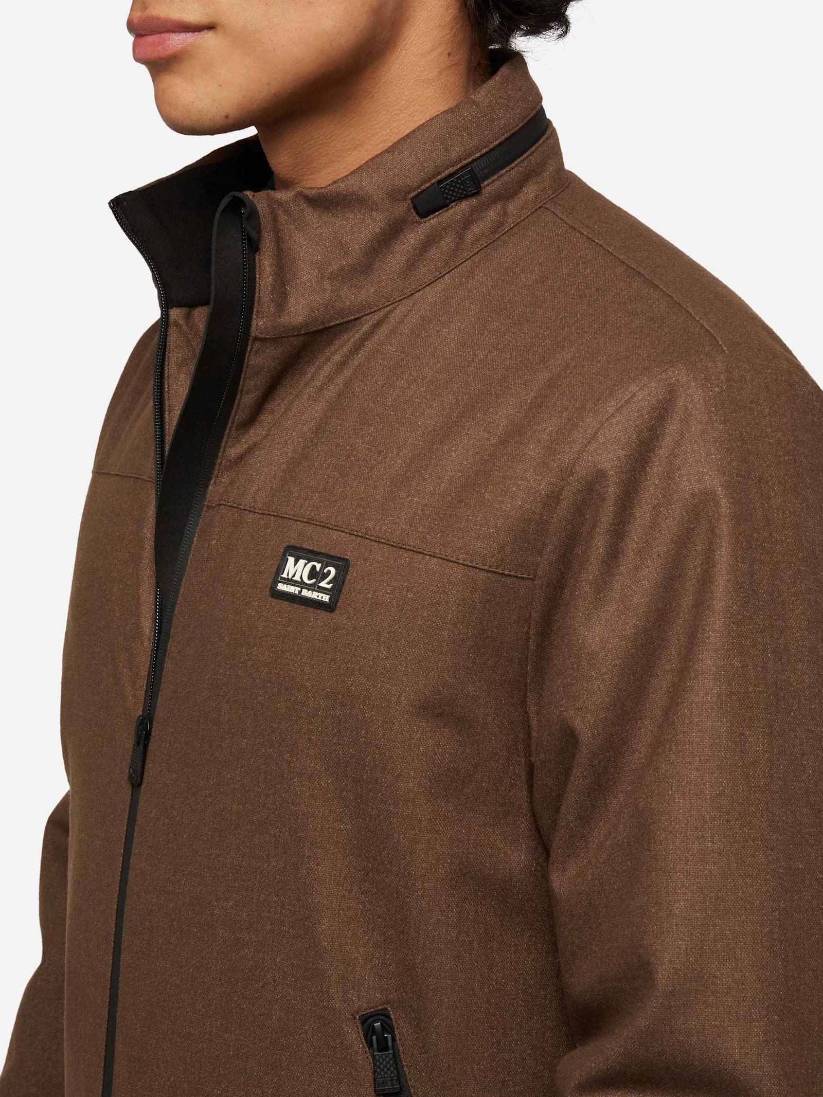 Mc2 Saint Barth Wooly Brown Bomber Jacket Country With Teddy Lining In Brown
