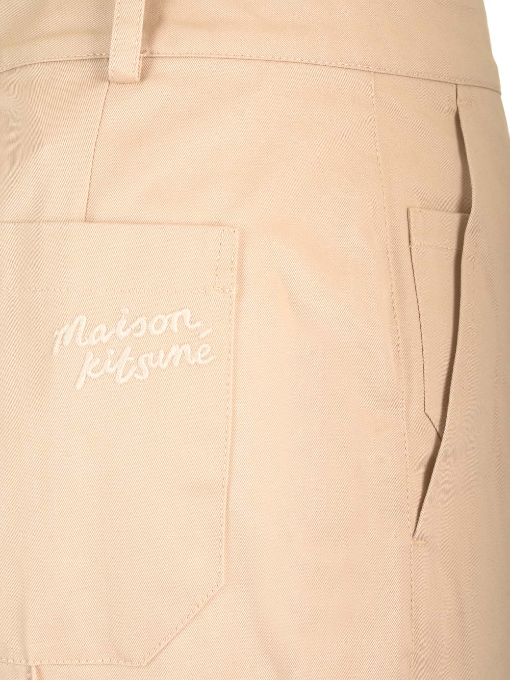 Shop Maison Kitsuné Slim Fit Chino Trousers In Beige