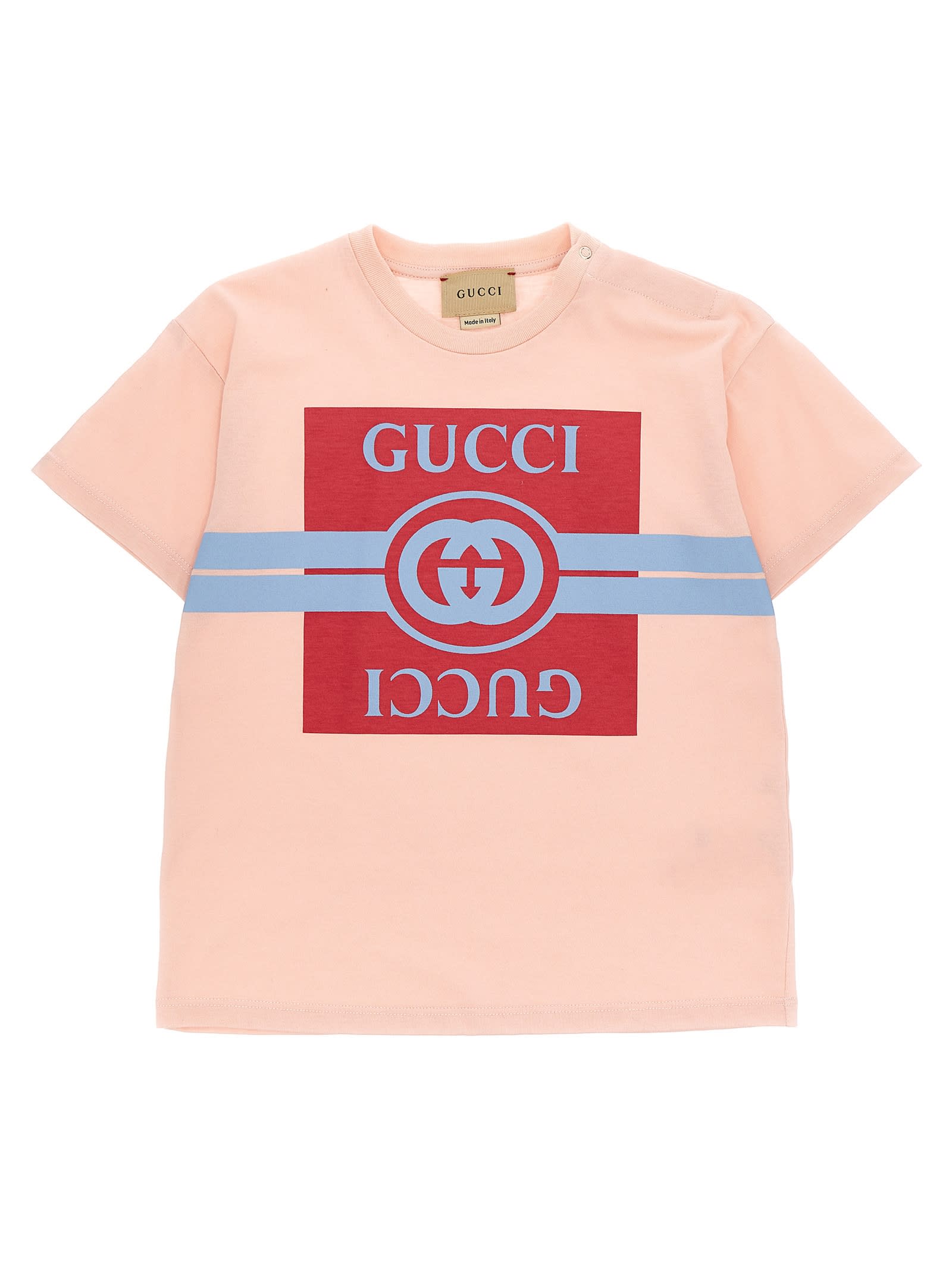 Gucci Babies' Logo T-shirt In Metallic