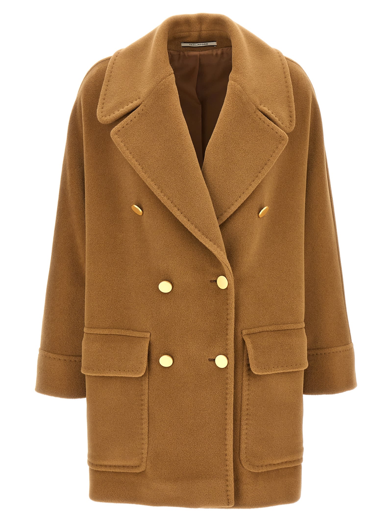 Shop Tagliatore Double-breasted Coat In Beige