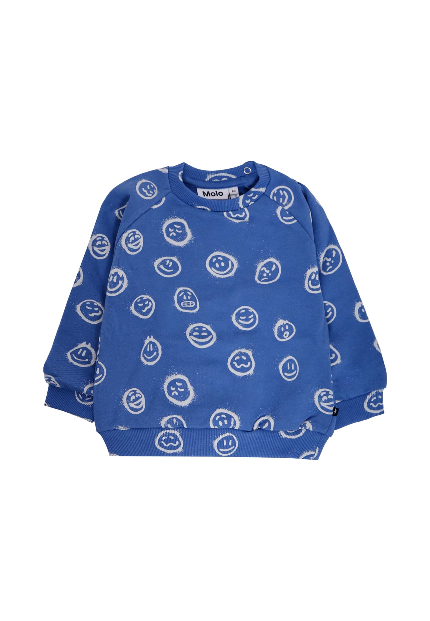 Molo Blue Sweatshirt For Baby Boy With Smiley In Blue