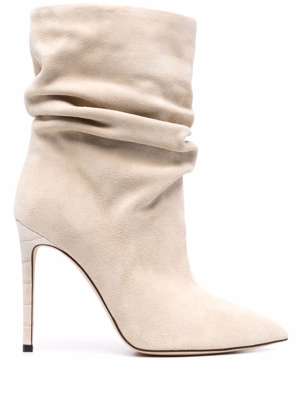 Ivory Boots In Suede With Stiletto Heel Paris Texas Woman