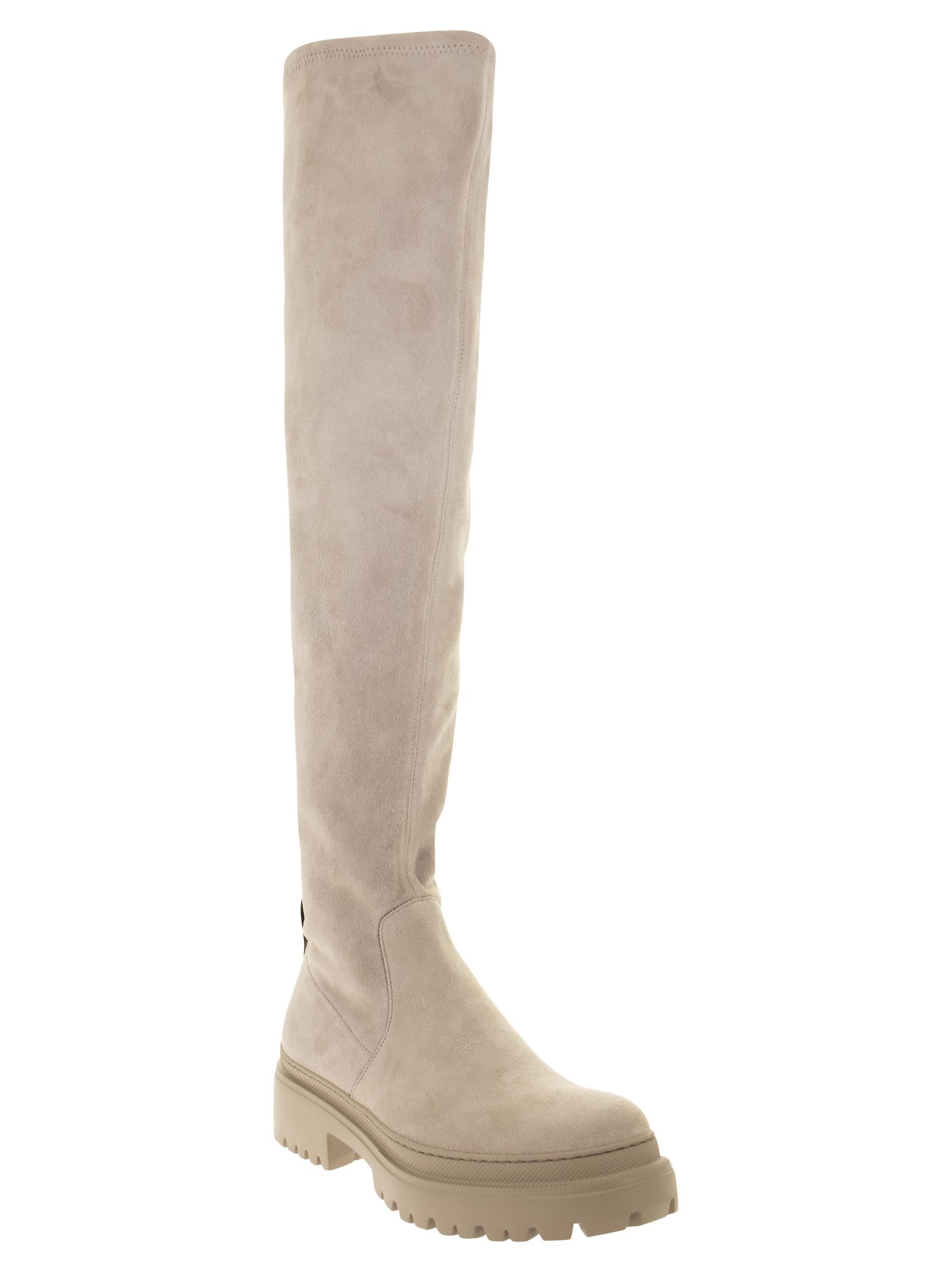 Brunello Cucinelli Stretch Suede Over-the-knee Boots With precious Loop