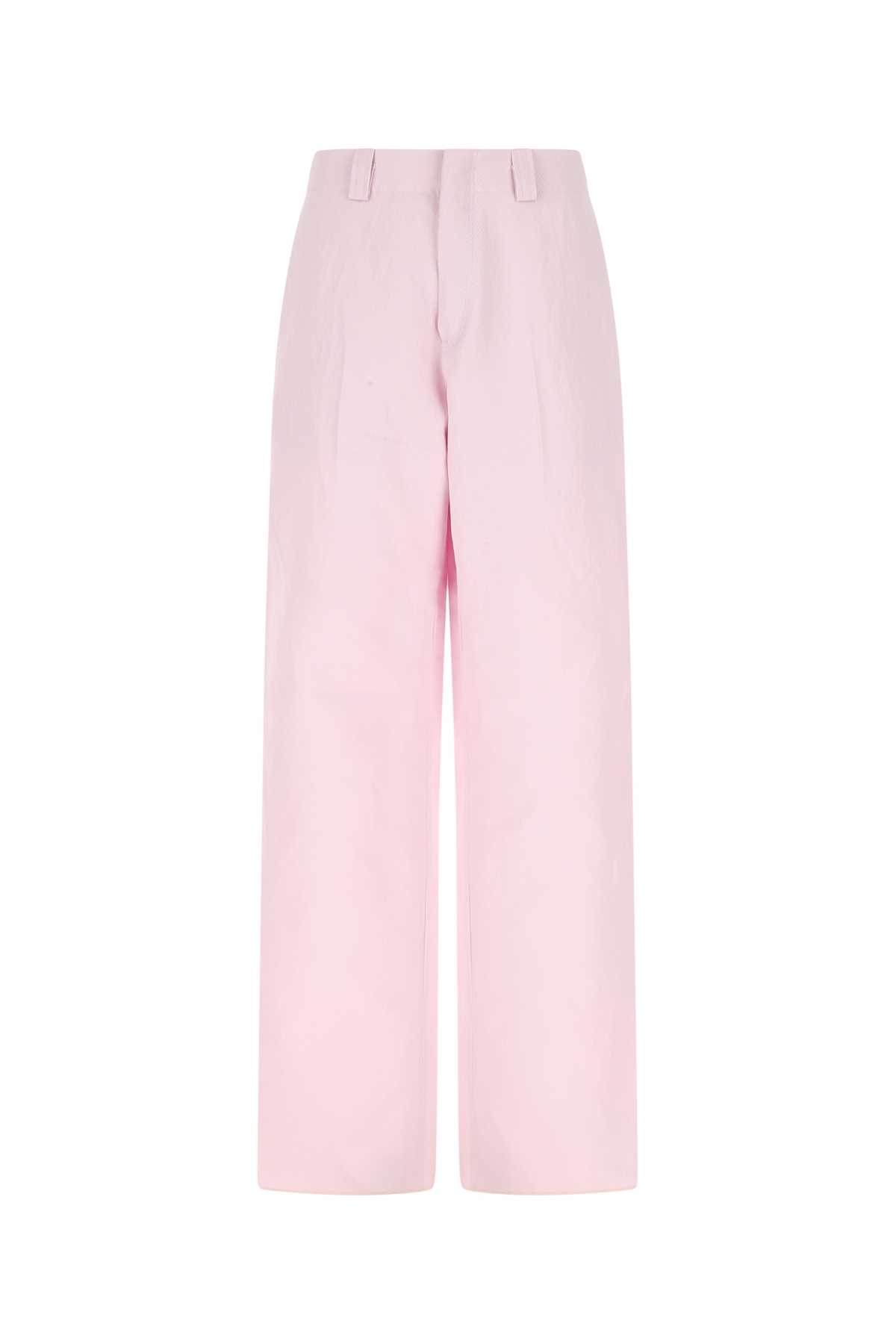 Pastel Pink Cotton Blend Wide-leg Pant