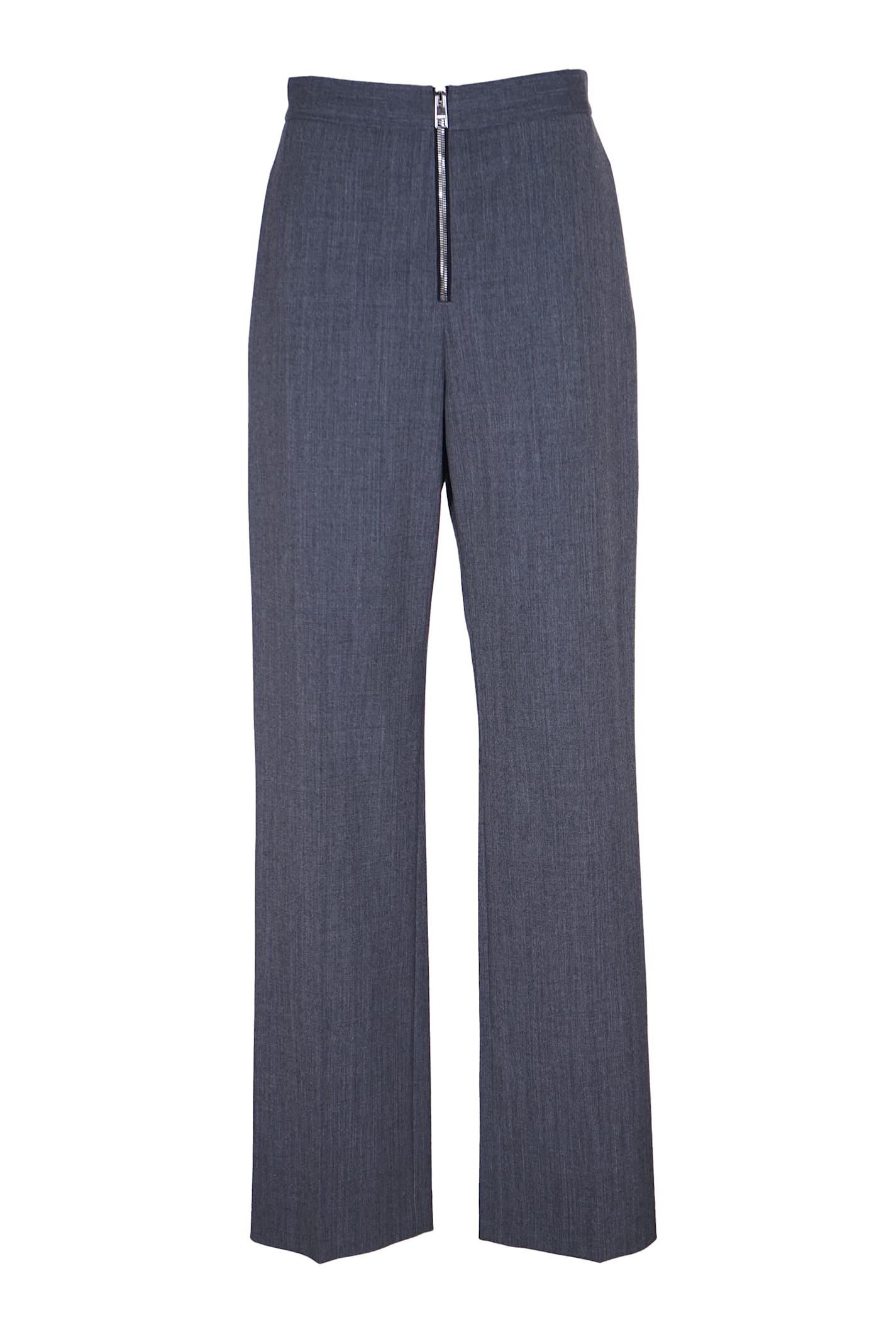 Shop Msgm Zip Long Trousers In Grey