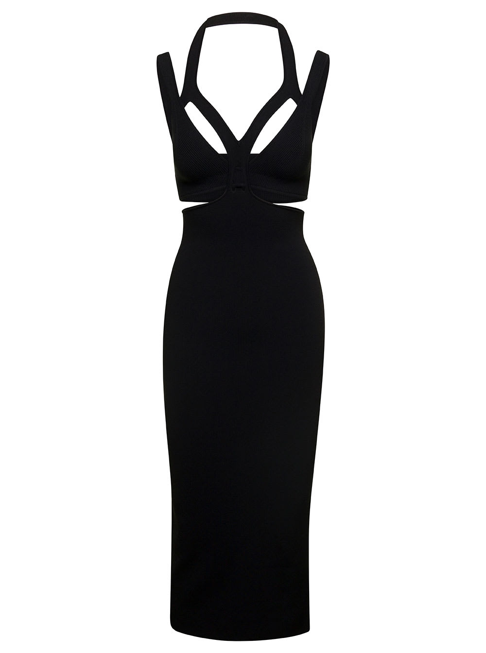 Shop Dion Lee Interlink Midi Black Dress With Cut-out Detail In Viscose Blend Woman