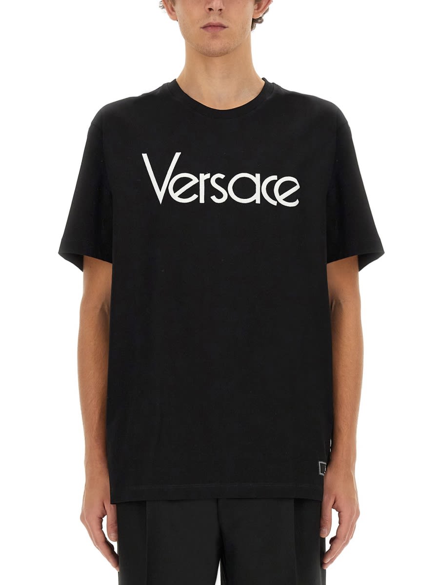 Shop Versace T-shirt With 1978 Re-edition Logo In Black