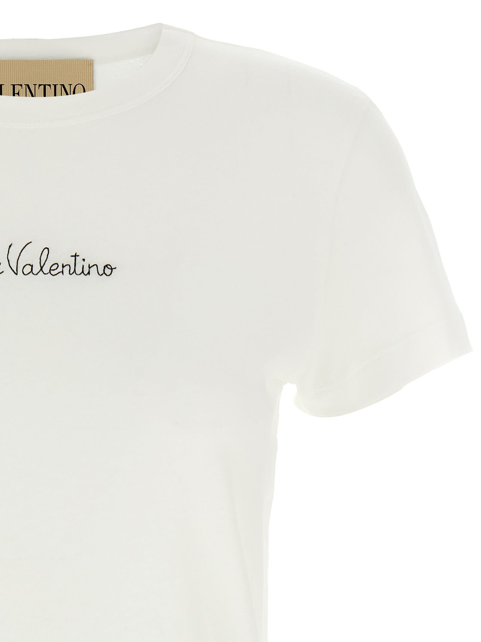 Valentino Cotton Crew Neck T-shirt With Short Sleeves In White