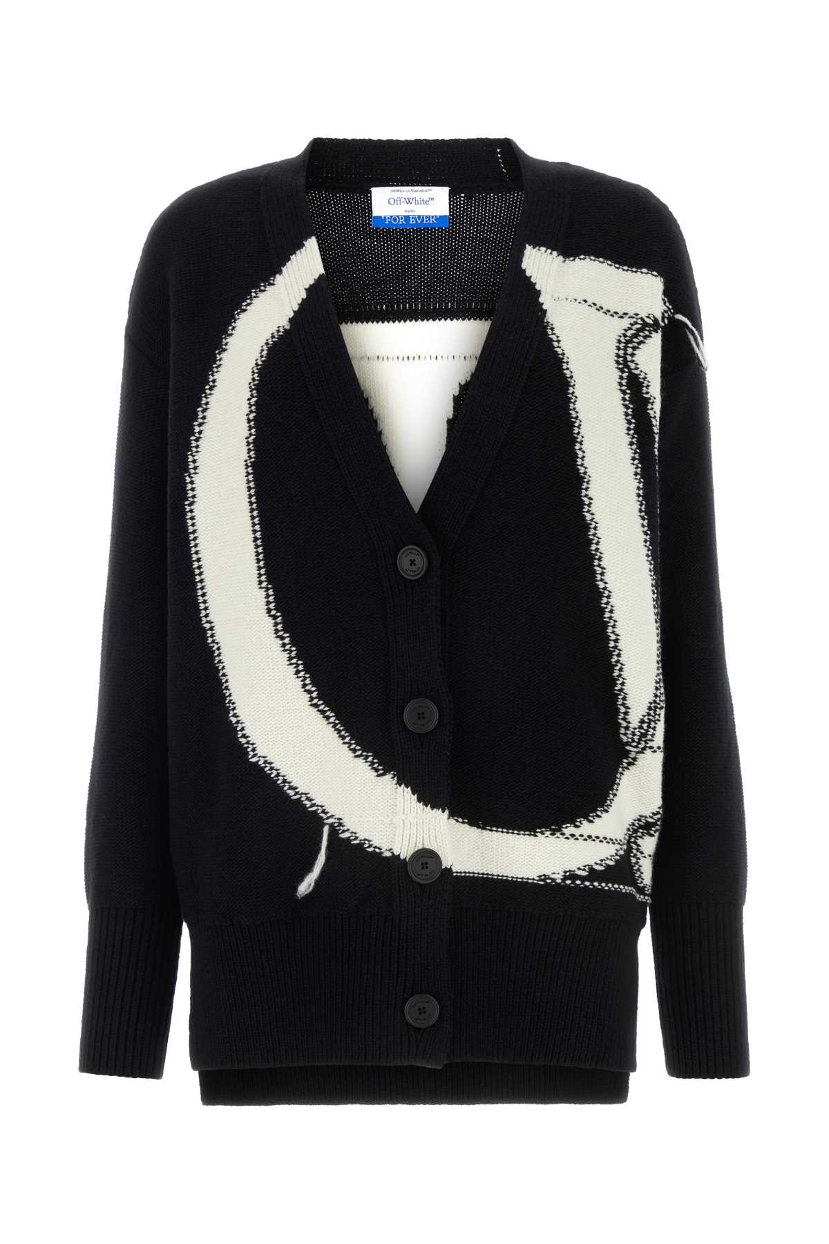 Shop Off-white Black Wool Oversize Cardigan In 1004