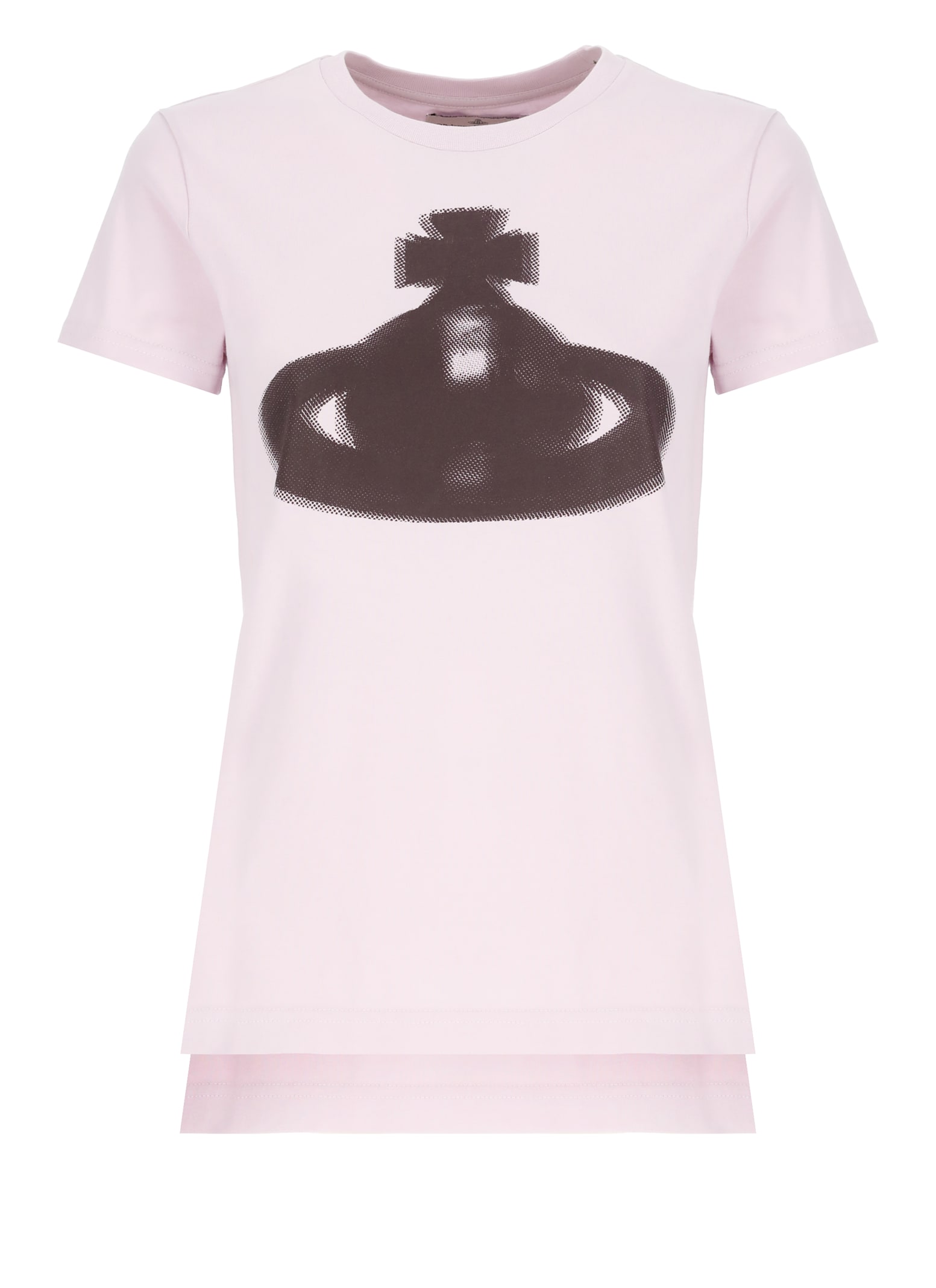 Vivienne Westwood Crew Neck Graphic Print Spray-paint Effect Top In Pink