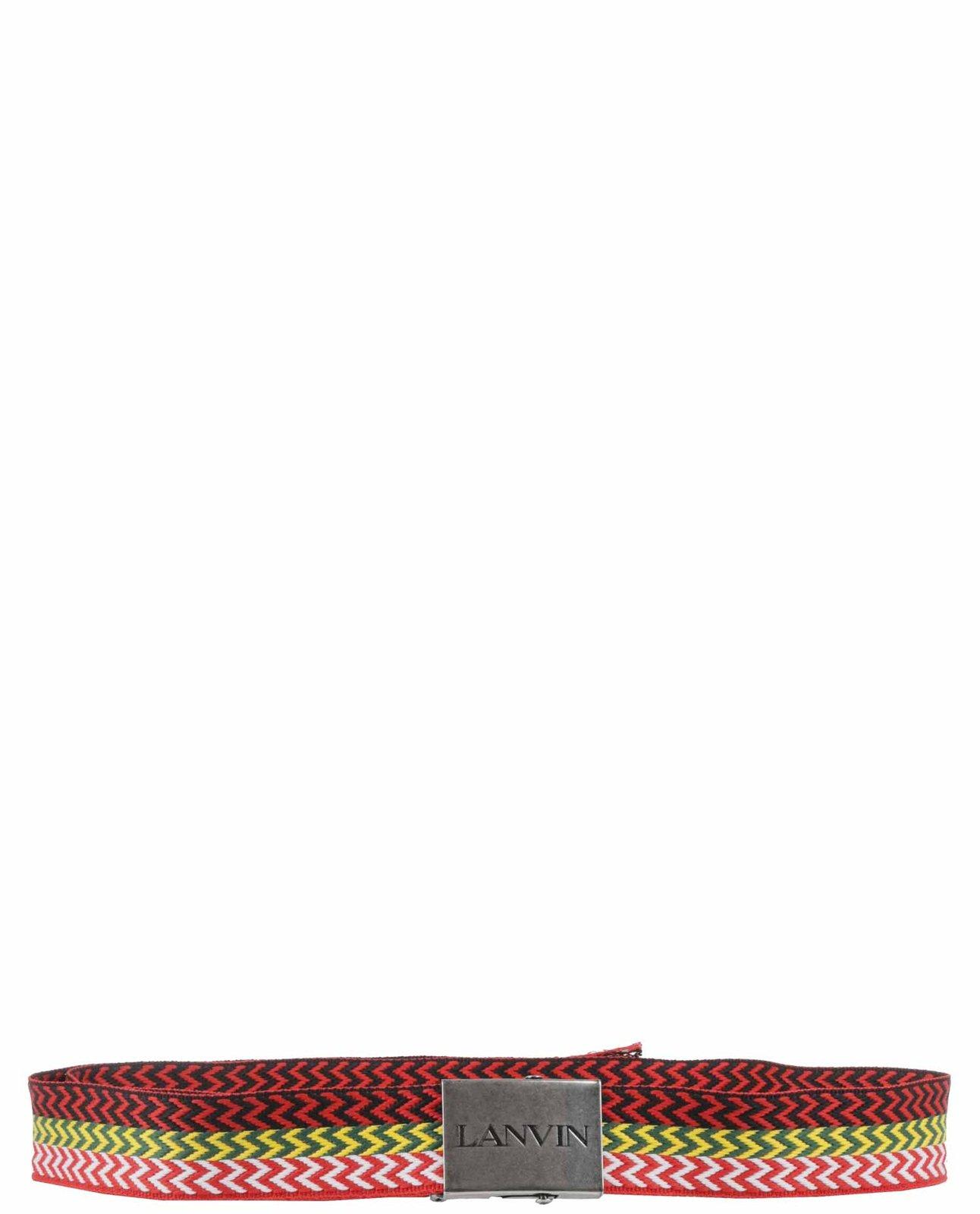 Shop Lanvin Striped Buckle Belt In Nero/multicolour