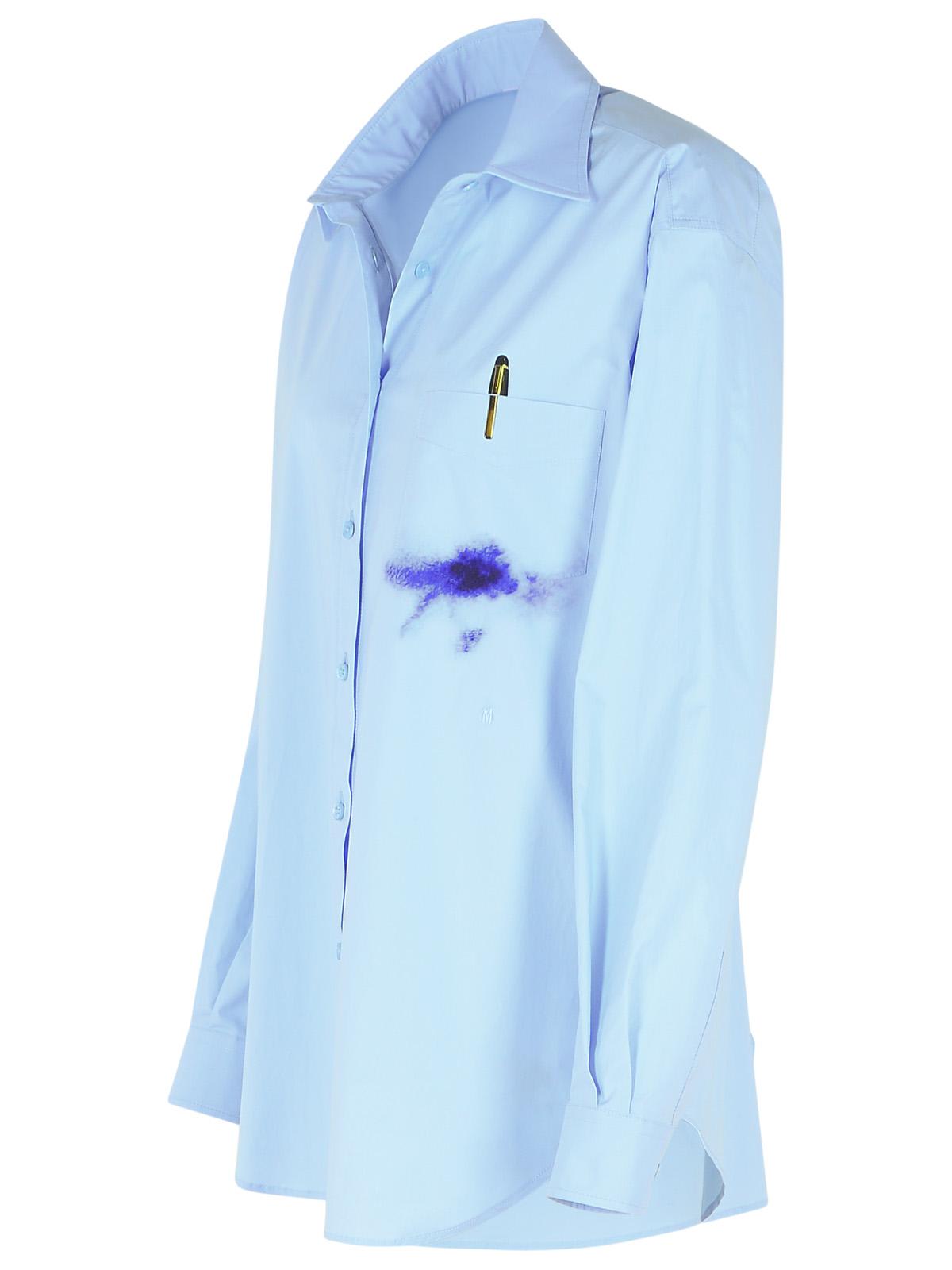 Moschino Multicolor Artistic Splash Long Sleeve Shirt In Clear Blue