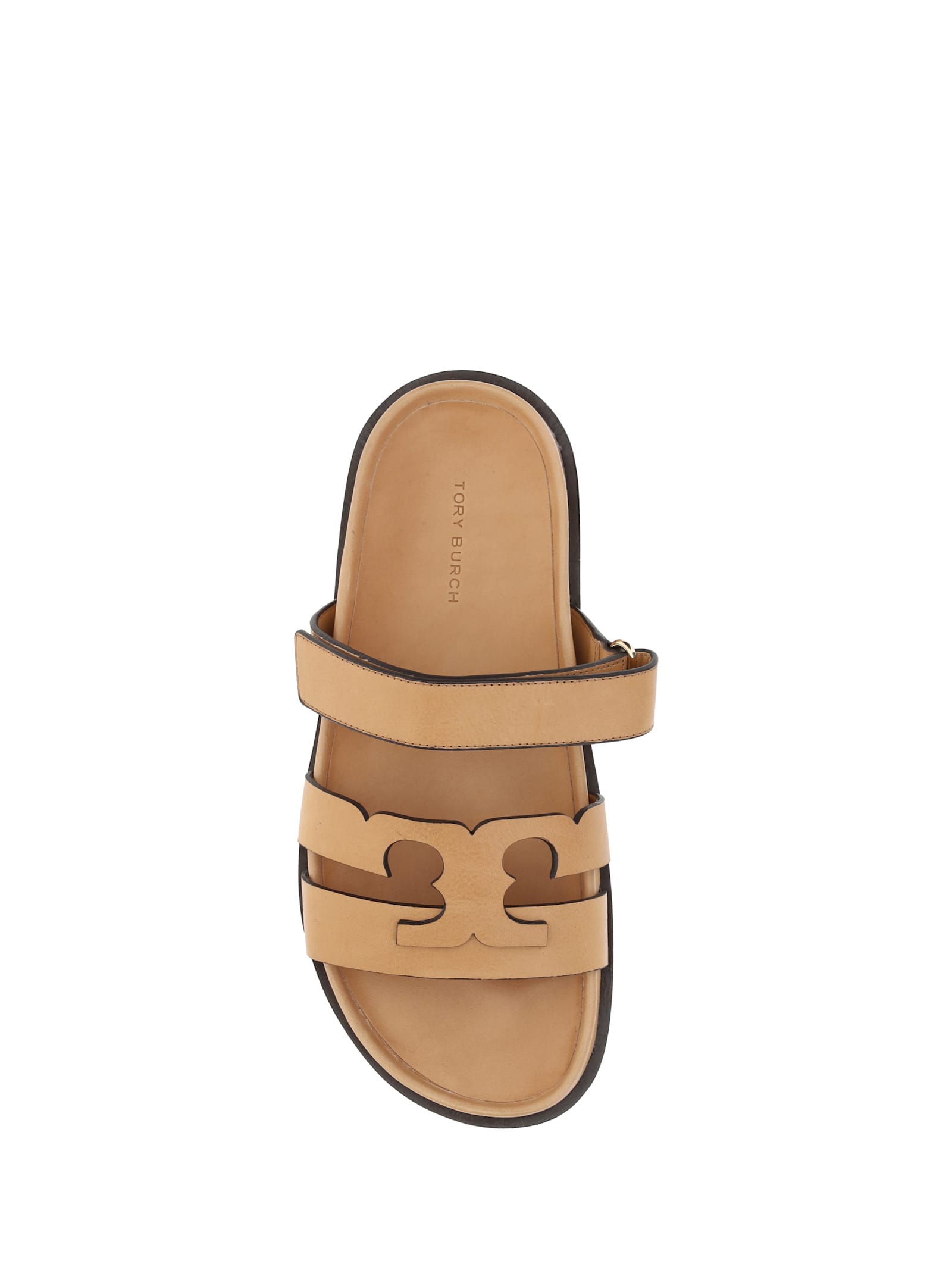 Tory Burch Double-strap Closure Slides With Elegant Buckle Detail In Yellow