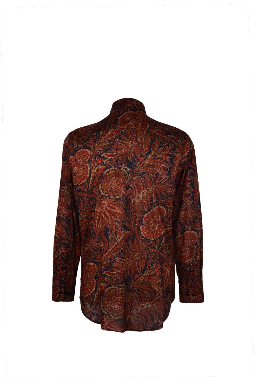 Shop Etro Floral-printed Long-sleeved Shirt