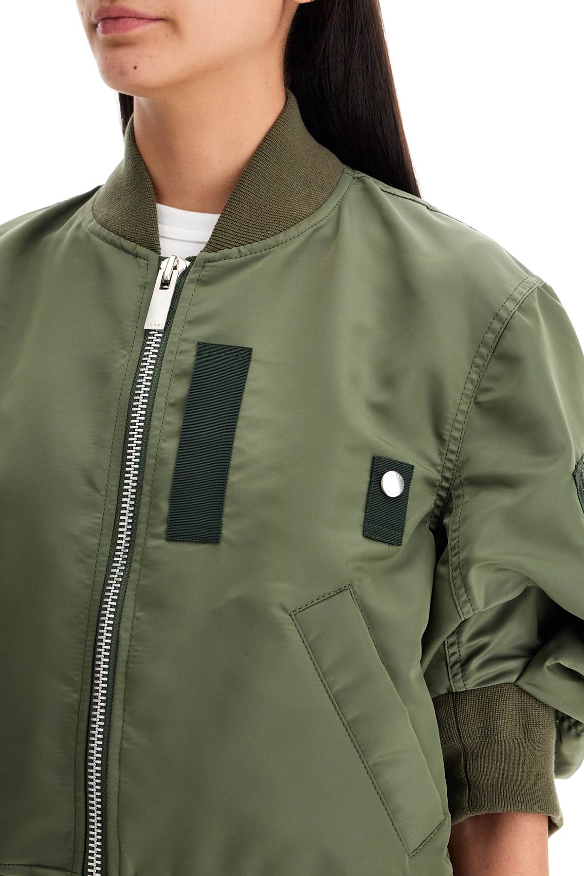 Shop Sacai Short-sleeved Bomber In Khaki (khaki)