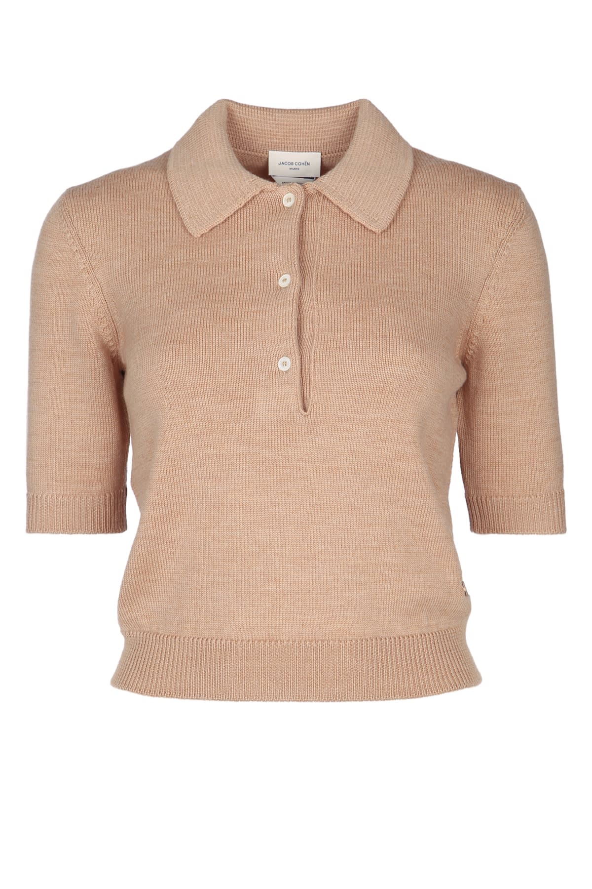 Jacob Cohen Short Sleeve Collared Knit Top In Gold