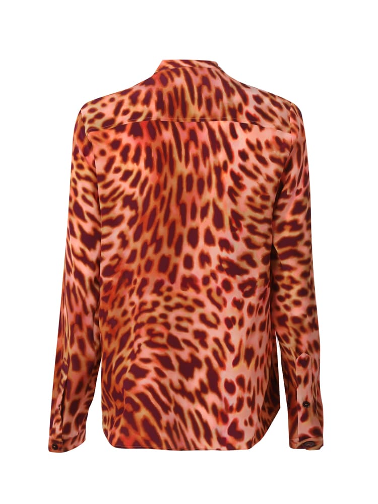 Shop Stella Mccartney Leopard Printed Shirt In Silk In Martini Pink