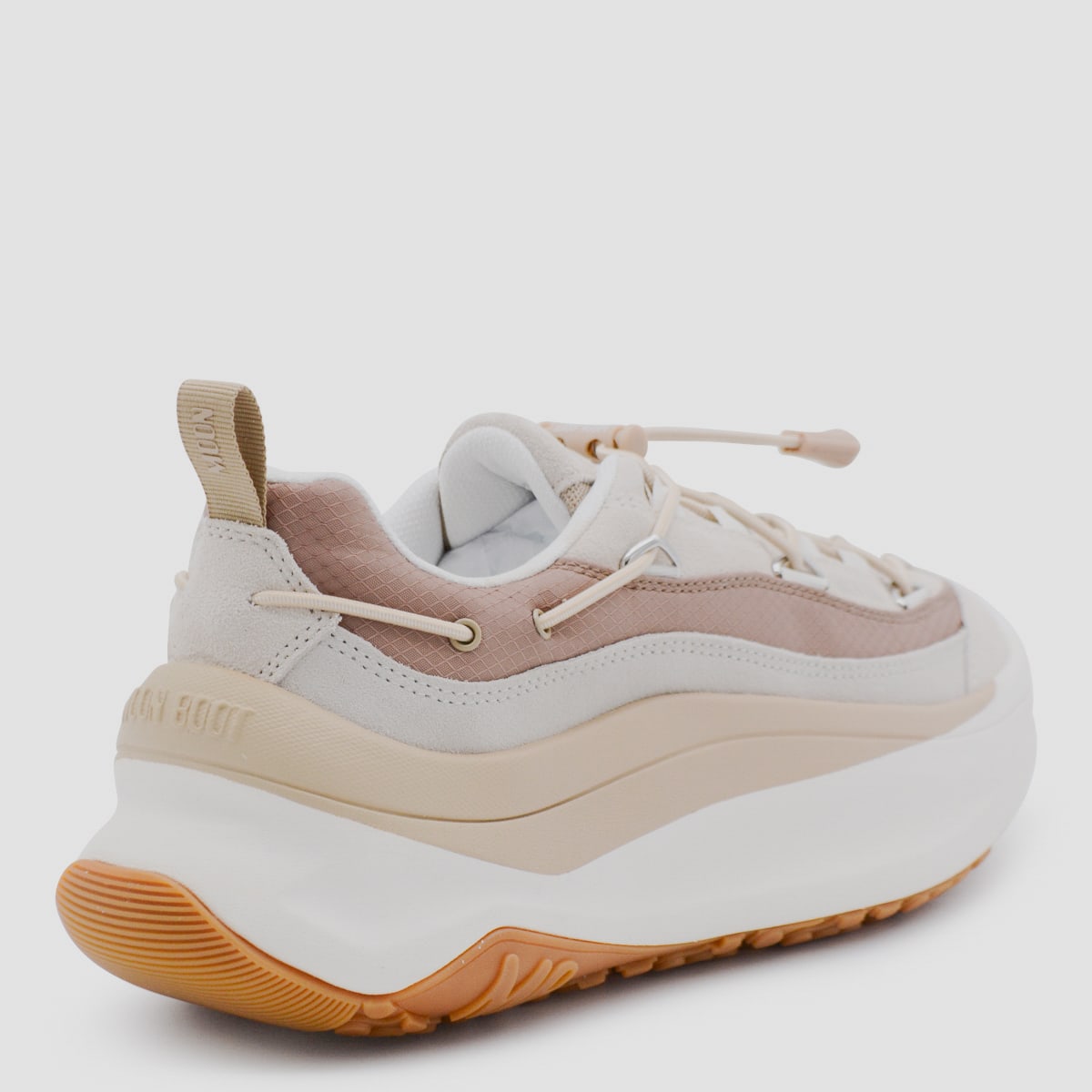 Moon Boot White And Beige Moon247 Xlace Sneakers In Neutral