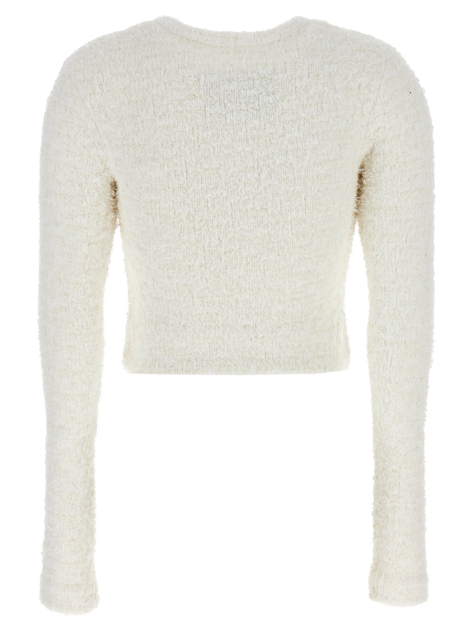 Shop Balenciaga Cropped Cardigan In White