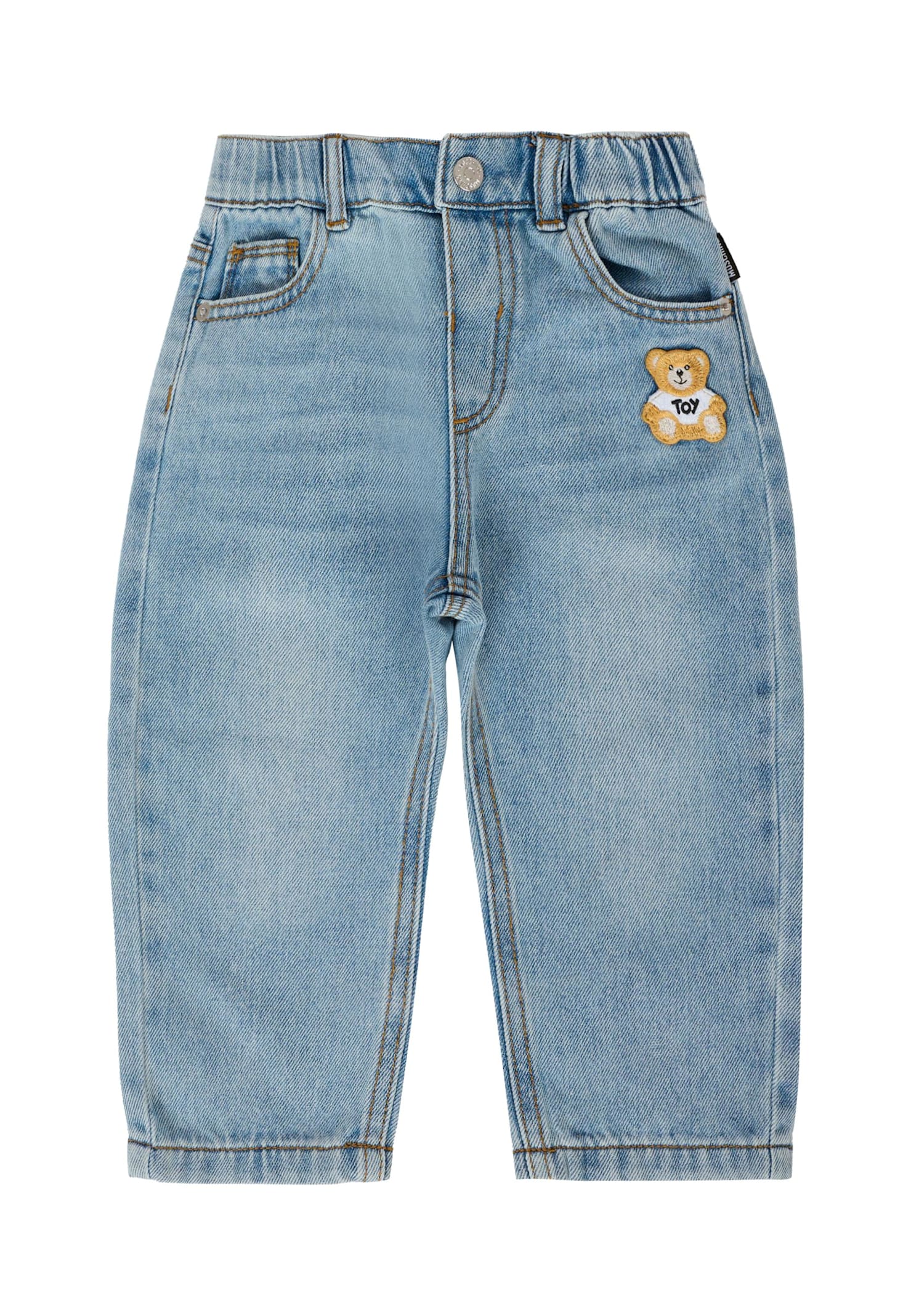 Moschino Denim Jeans For Baby Boy With Teddy Bear In Blue