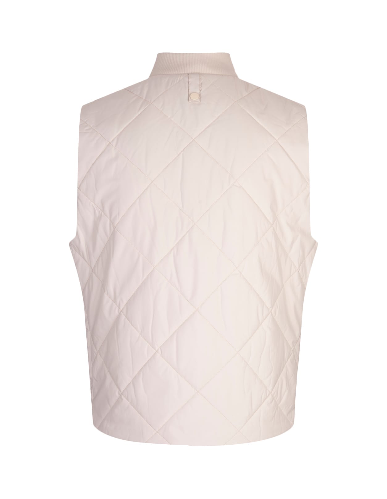 Shop Hugo Boss White Waterproof Gilet With Rhombus Stitching