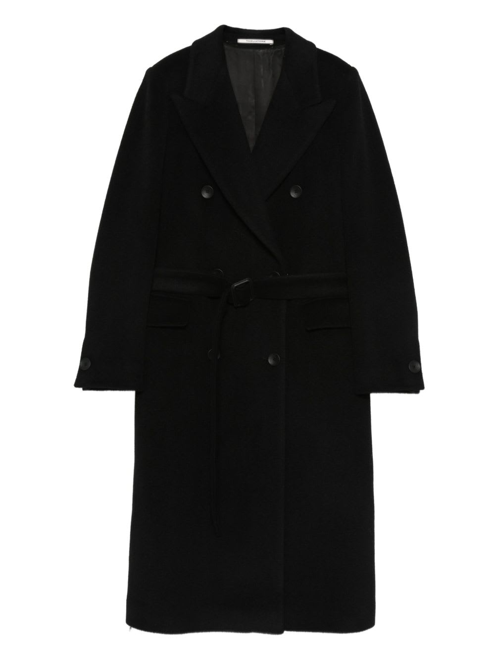 Tagliatore Double-breasted Wool Coat Long Sleeves In Black