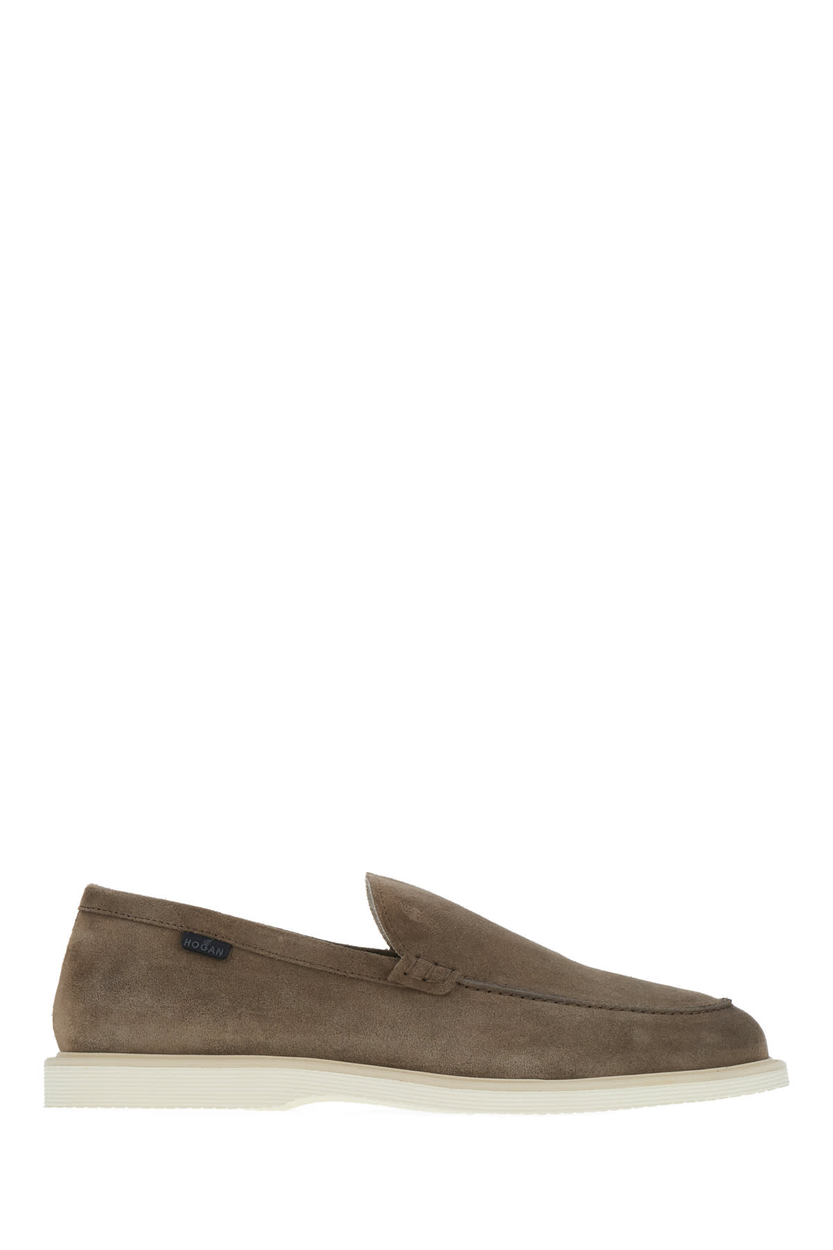 Hogan Biscuit Suede Loafers In Naturale