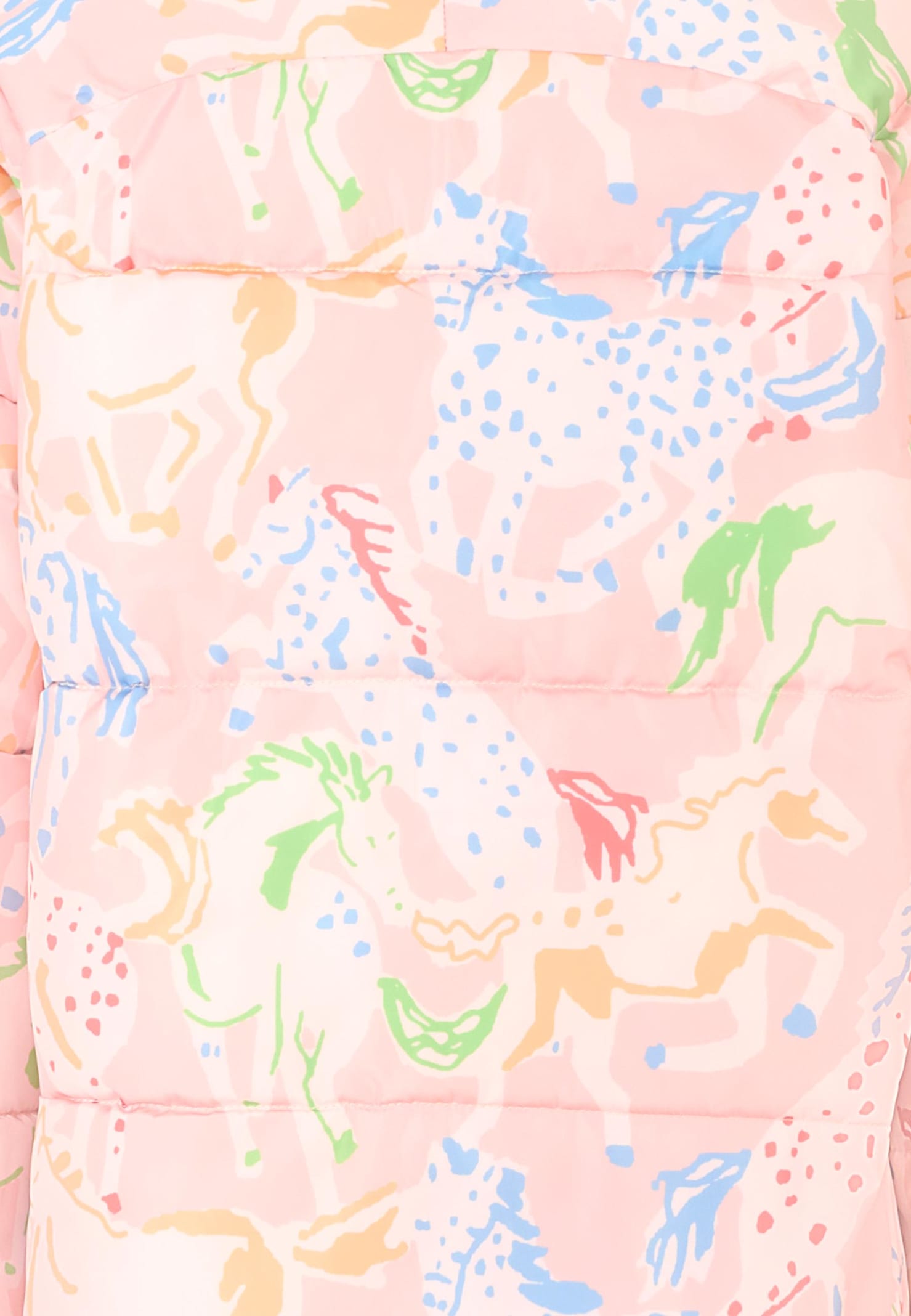 Stella Mccartney Pink Down Jacket For Girl With Colorful Print In Multi