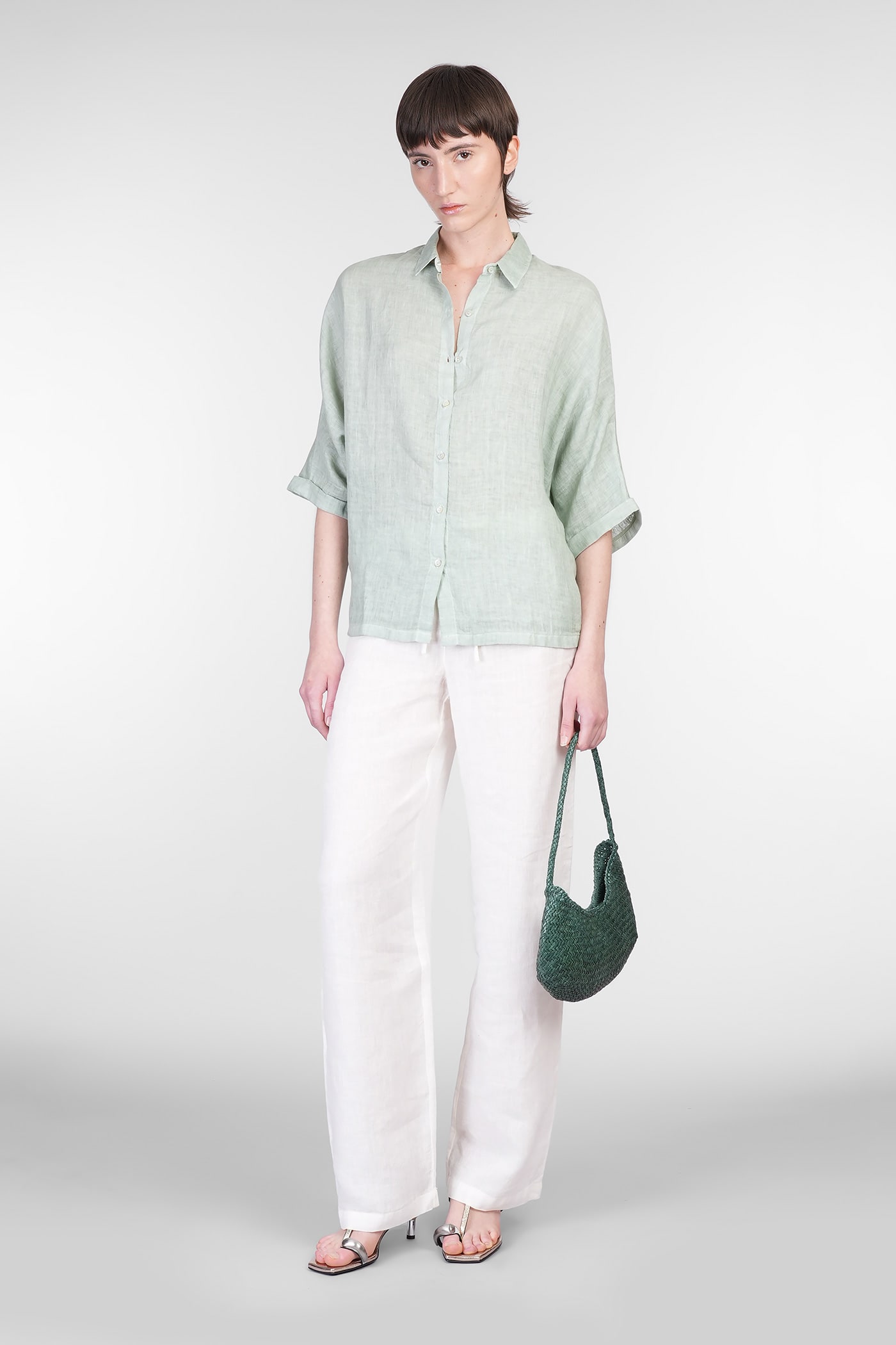 Shop 120% Lino Shirt In Green Linen