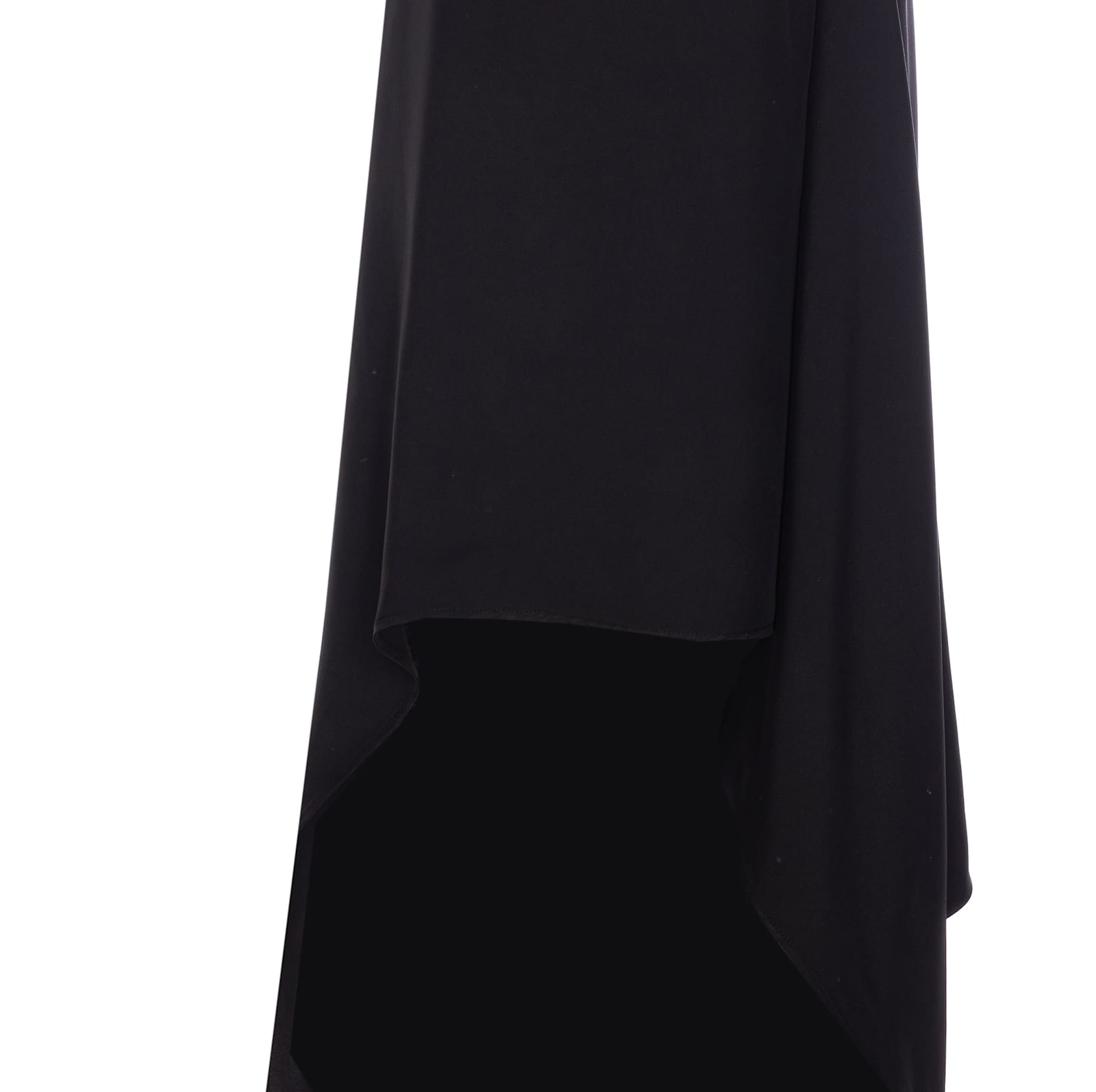 Sportmax Sport Max Long Asymmetrical Viscose Twill Dress In Nero