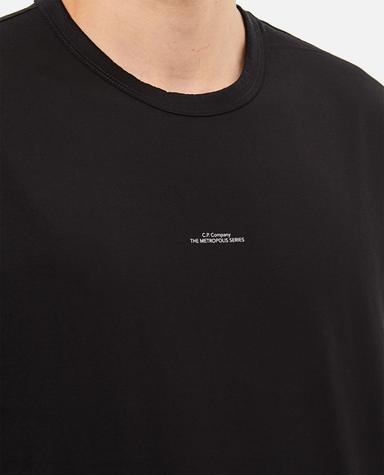 Shop C.p. Company Metropolis Series Mercerized Jersey Logo Print In Black