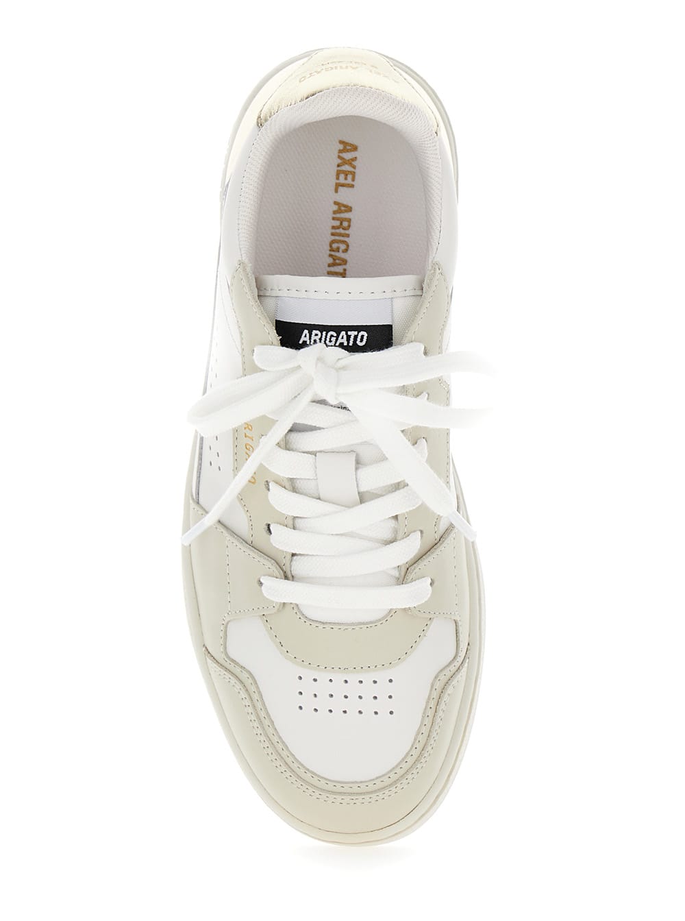 Shop Axel Arigato Dice Lo White Sneakers With Logo Detail And Metallic Heel Tab In Suede And Leather Woman